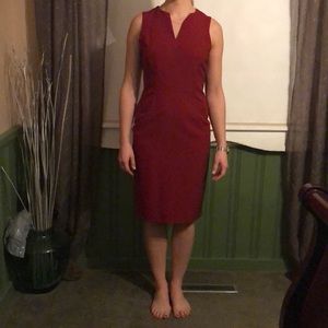 Knee length red dress